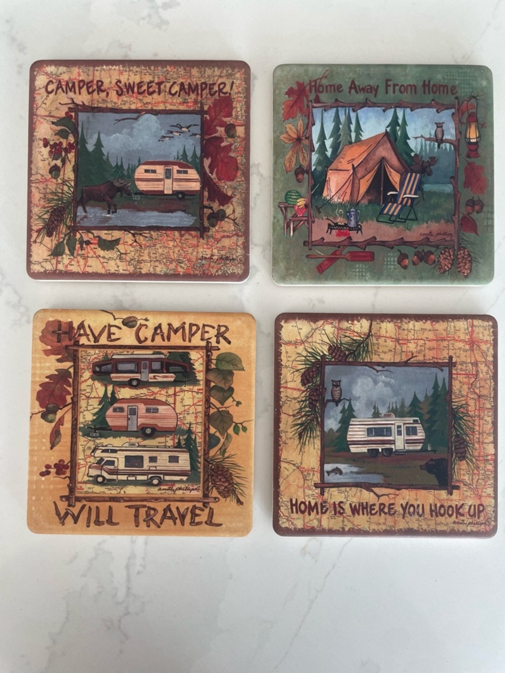 Vintage Camper Coaster Set